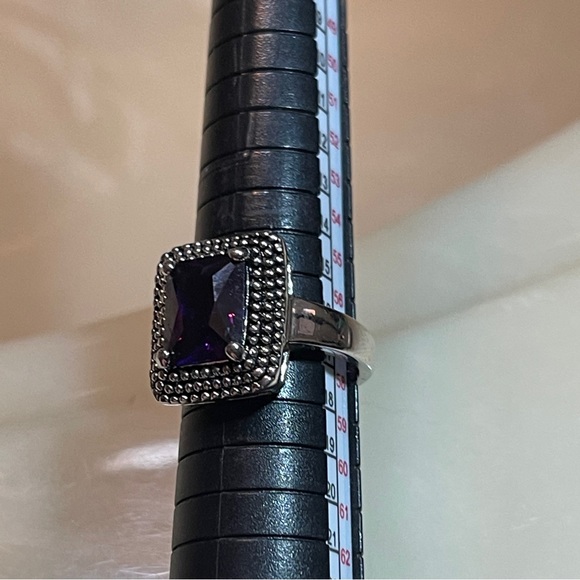 🫐Beautiful Art Deco Cushion Cut Deep Purple Amethyst Dinner Ring! - Picture 6 of 15